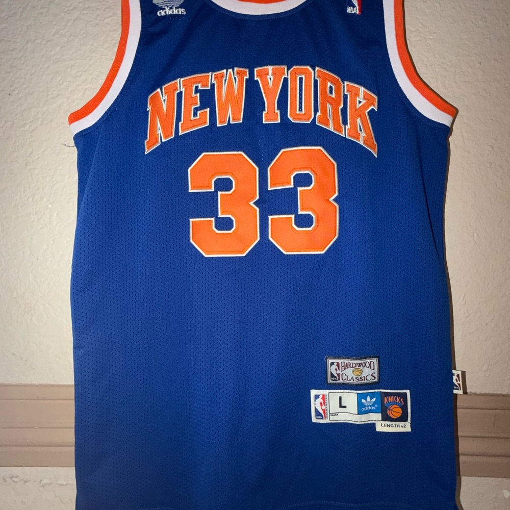 Adidas New York Blue and Orange Basketball Jersey Ewing
